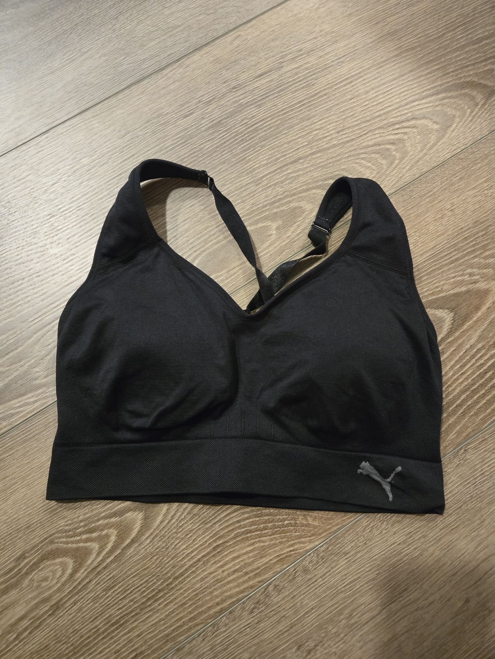 Puma Black Women's Medium-Impact Sports Bra with Removable Straps
